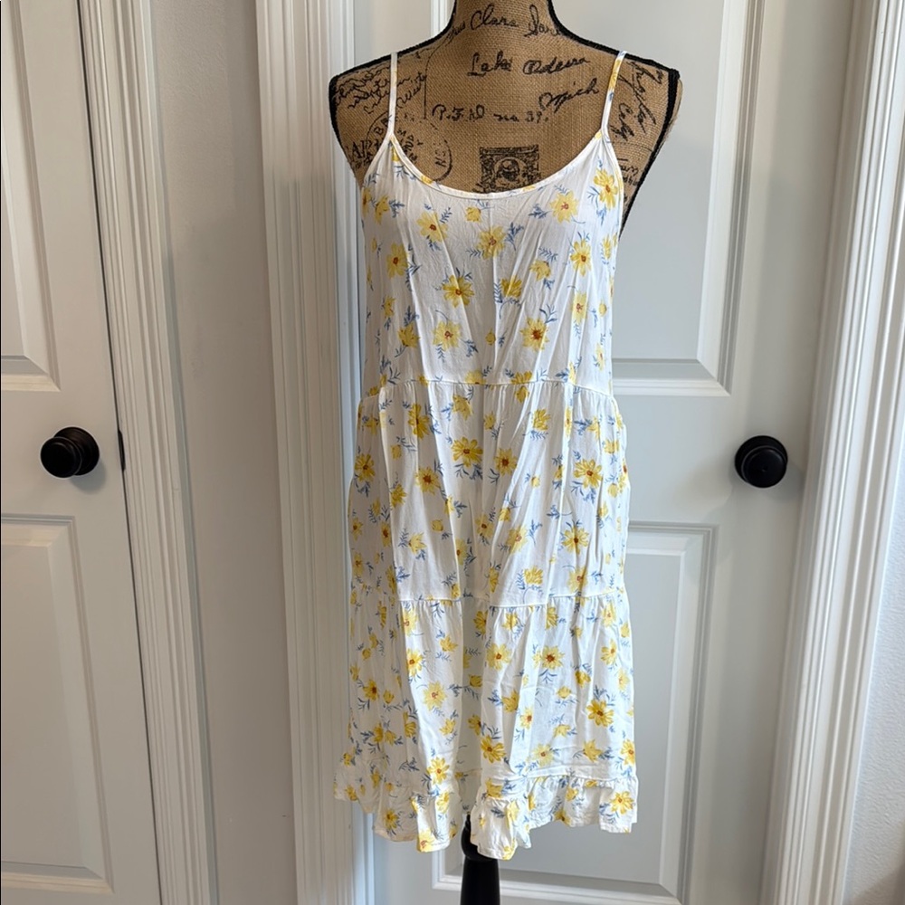 SO White and Yellow Floral Midi Dress
